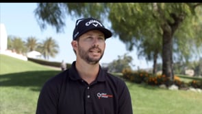 JJ Wood speaking outdoors in the Blast golf video poster